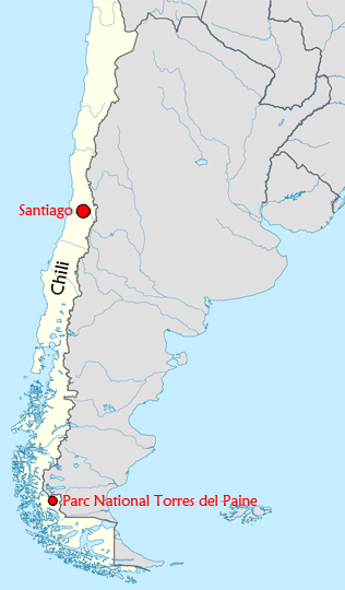 Situation géographique du parc national Torres del Paine